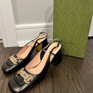 AUTHENTIC GUCCI WOMEN'S MID-HEEL SLINGBACK WITH HORSEBIT